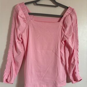 Lilly Pulitzer Pink Blouse with Pleated Sleeves